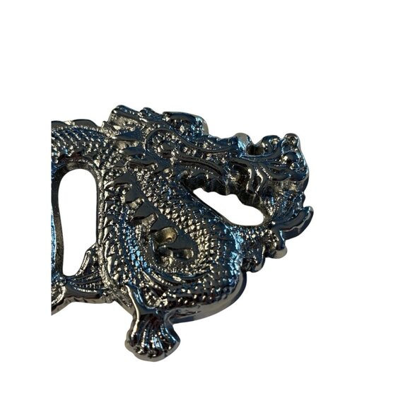 DRAGON FIRE FLAME BREATHING SOLID BRASS CHROME PLATED BARON BELT BUCKLE 1981 - Picture 3 of 16